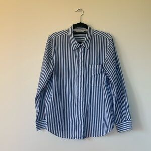 Blue and White Striped Blouse